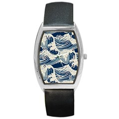 Japanese Wave Pattern Barrel Style Metal Watch by Wav3s