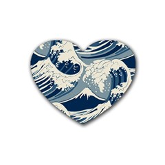 Japanese Wave Pattern Rubber Coaster (heart) by Wav3s