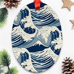 Japanese Wave Pattern Oval Ornament (two Sides) by Wav3s