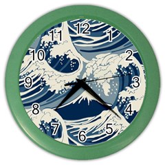 Japanese Wave Pattern Color Wall Clock by Wav3s