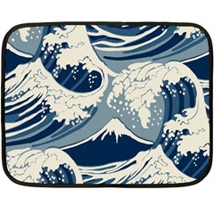 Japanese Wave Pattern Fleece Blanket (mini) by Wav3s