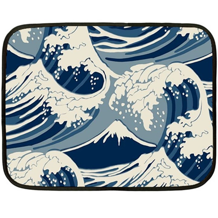 Japanese Wave Pattern Two Sides Fleece Blanket (Mini)