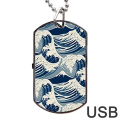 Japanese Wave Pattern Dog Tag Usb Flash (one Side) by Wav3s