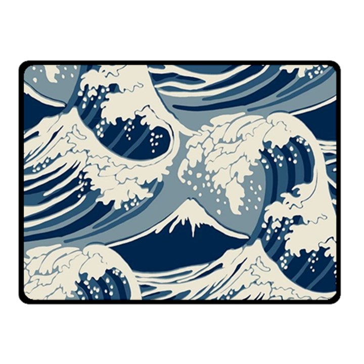 Japanese Wave Pattern Two Sides Fleece Blanket (Small)