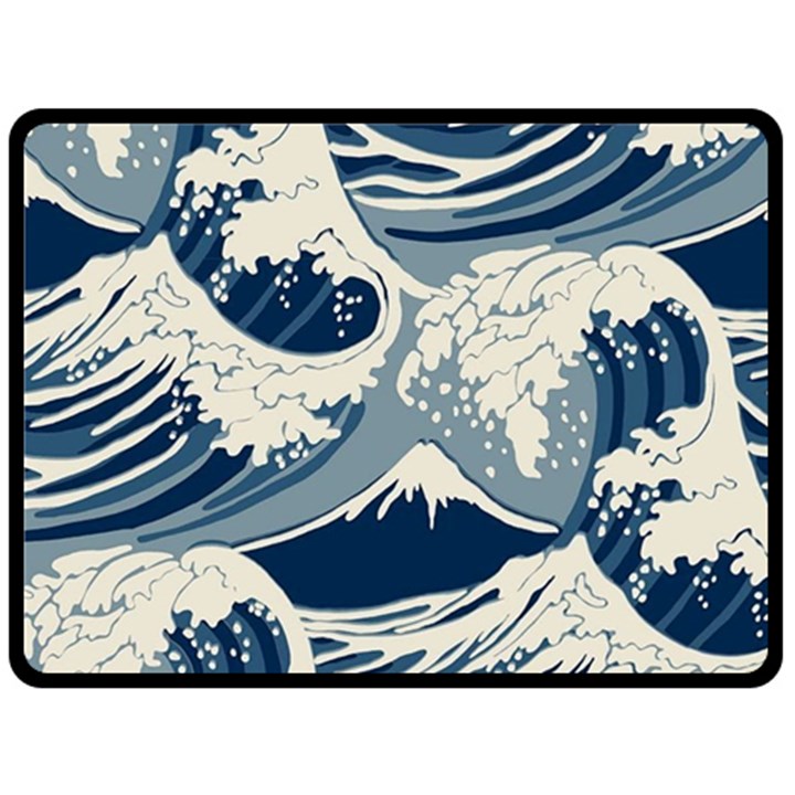 Japanese Wave Pattern Two Sides Fleece Blanket (Large)