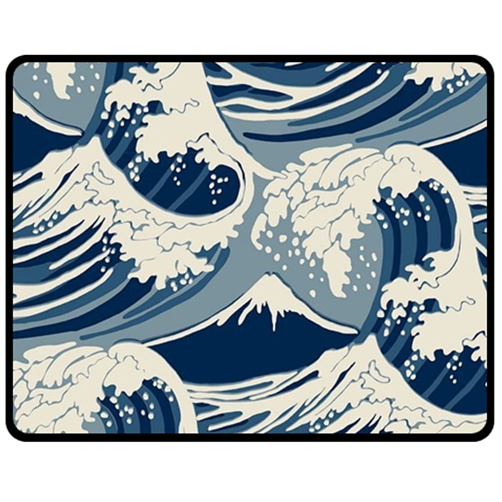 Japanese Wave Pattern Two Sides Fleece Blanket (Medium)