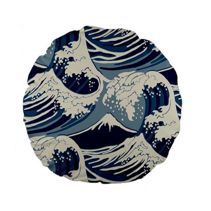 Japanese Wave Pattern Standard 15  Premium Flano Round Cushions