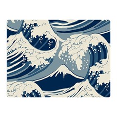 Japanese Wave Pattern Two Sides Premium Plush Fleece Blanket (mini) by Wav3s