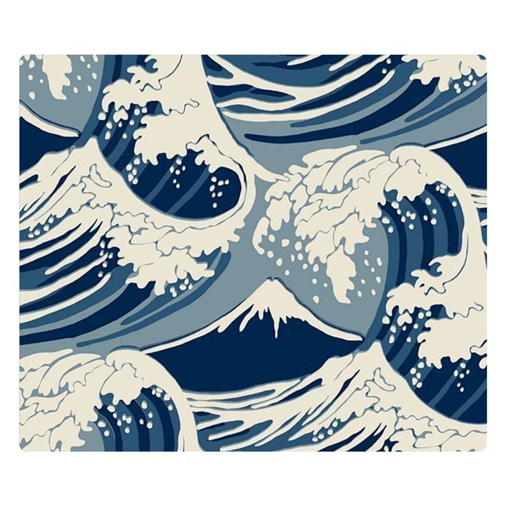 Japanese Wave Pattern Two Sides Premium Plush Fleece Blanket (Small)