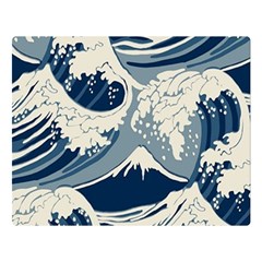 Japanese Wave Pattern Two Sides Premium Plush Fleece Blanket (large) by Wav3s