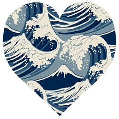 Japanese Wave Pattern Wooden Puzzle Heart by Wav3s