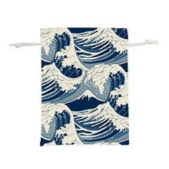 Japanese Wave Pattern Lightweight Drawstring Pouch (l) by Wav3s