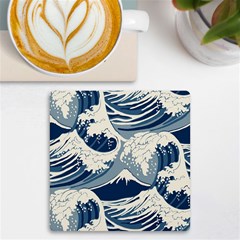 Japanese Wave Pattern Uv Print Square Tile Coaster  by Wav3s