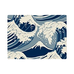 Japanese Wave Pattern Premium Plush Fleece Blanket (mini) by Wav3s