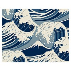 Japanese Wave Pattern Premium Plush Fleece Blanket (medium) by Wav3s