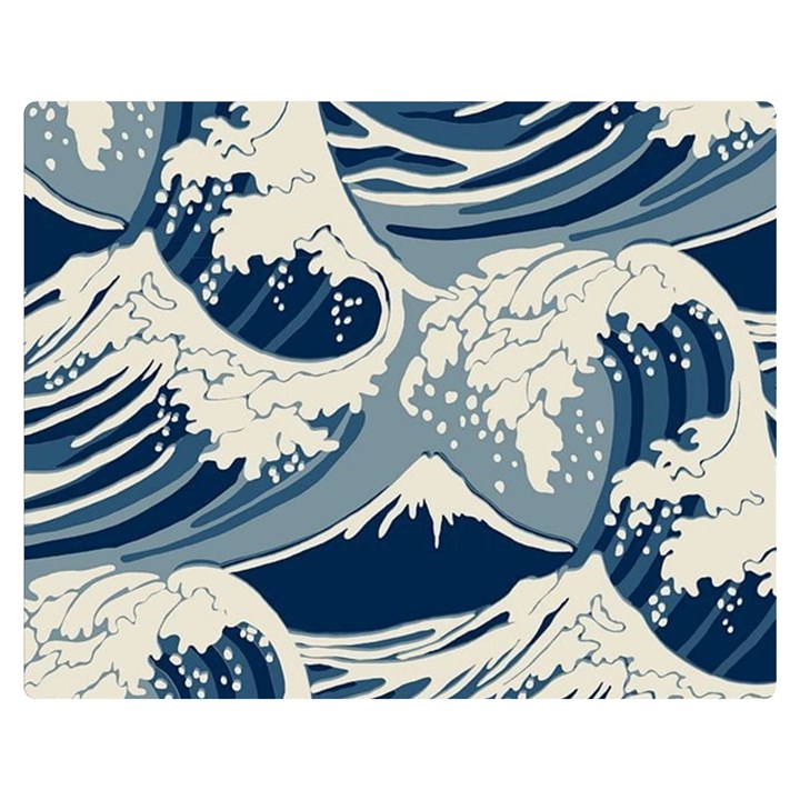 Japanese Wave Pattern Premium Plush Fleece Blanket (Medium)