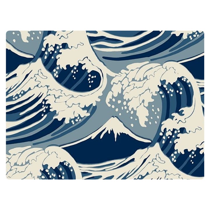 Japanese Wave Pattern Two Sides Premium Plush Fleece Blanket (Extra Small)