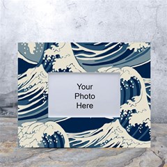 Japanese Wave Pattern White Tabletop Photo Frame 4 x6  by Wav3s