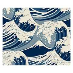 Japanese Wave Pattern Premium Plush Fleece Blanket (small) by Wav3s