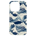 Japanese Wave Pattern iPhone 14 Pro Black UV Print Case Front