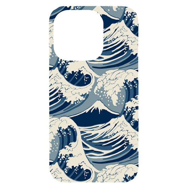 Japanese Wave Pattern iPhone 14 Pro Black UV Print Case