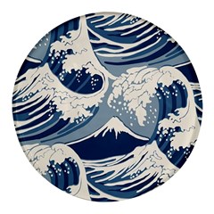 Japanese Wave Pattern Round Glass Fridge Magnet (4 Pack)