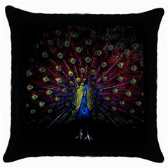 Peacock Feathers Throw Pillow Case (black) by Wav3s