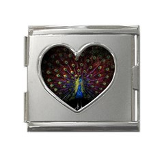 Peacock Feathers Mega Link Heart Italian Charm (18mm) by Wav3s