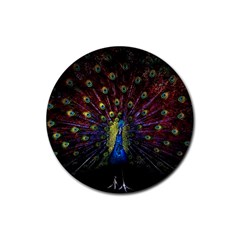 Peacock Feathers Rubber Coaster (round) by Wav3s