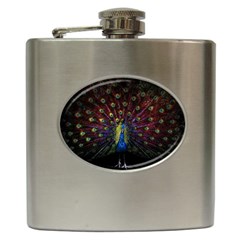 Peacock Feathers Hip Flask (6 Oz) by Wav3s