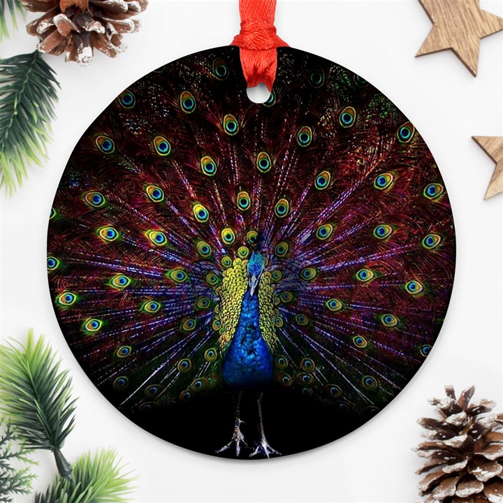 Peacock Feathers Round Ornament (Two Sides)