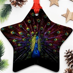 Peacock Feathers Star Ornament (two Sides) by Wav3s