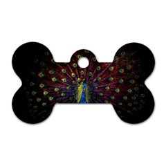 Peacock Feathers Dog Tag Bone (one Side) by Wav3s