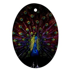 Peacock Feathers Oval Ornament (two Sides) by Wav3s