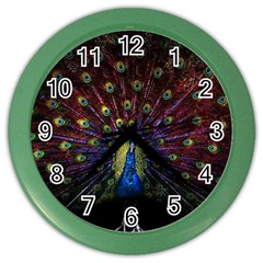 Peacock Feathers Color Wall Clock by Wav3s