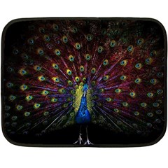 Peacock Feathers Fleece Blanket (mini) by Wav3s