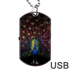 Peacock Feathers Dog Tag Usb Flash (one Side) by Wav3s