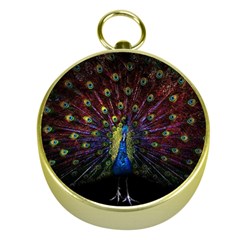 Peacock Feathers Gold Compasses by Wav3s