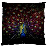 Peacock Feathers Large Premium Plush Fleece Cushion Case (One Side) Front