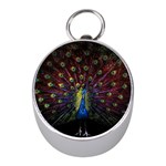 Peacock Feathers Mini Silver Compasses Front