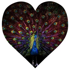 Peacock Feathers Wooden Puzzle Heart by Wav3s