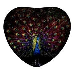 Peacock Feathers Heart Glass Fridge Magnet (4 Pack) by Wav3s