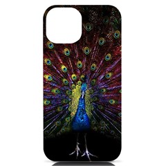 Peacock Feathers Iphone 14 Black Uv Print Case