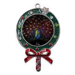 Peacock Feathers Metal X mas Lollipop With Crystal Ornament by Wav3s