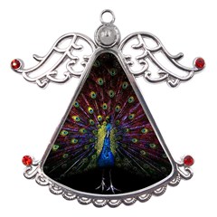 Peacock Feathers Metal Angel With Crystal Ornament by Wav3s