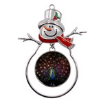 Peacock Feathers Metal Snowman Ornament Front