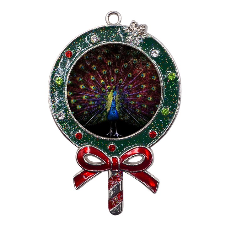 Peacock Feathers Metal X Mas Lollipop with Crystal Ornament