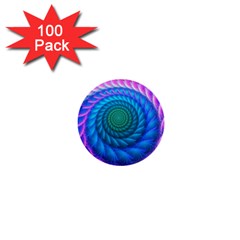 Peacock Feather Fractal 1  Mini Buttons (100 Pack)  by Wav3s