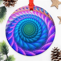 Peacock Feather Fractal Ornament (round) by Wav3s