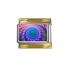 Peacock Feather Fractal Gold Trim Italian Charm (9mm) by Wav3s